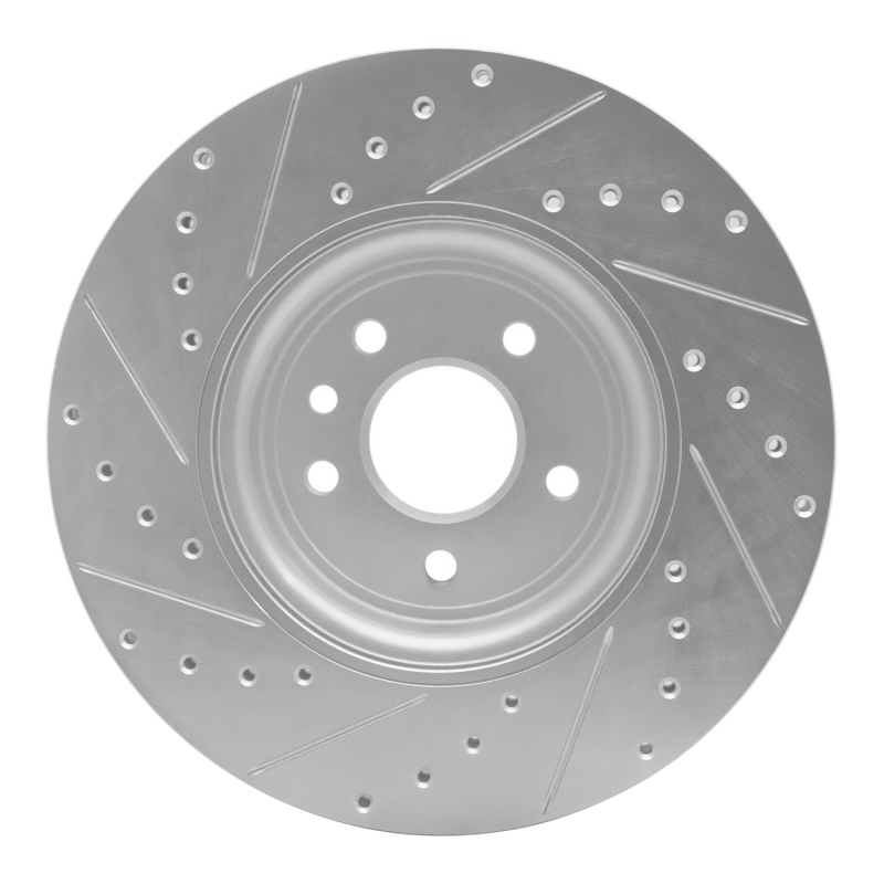 Jaguar XF Brake Rotor (1) - Front Right - R1 Concepts - Drilled & Slotted - Silver - `17-`20